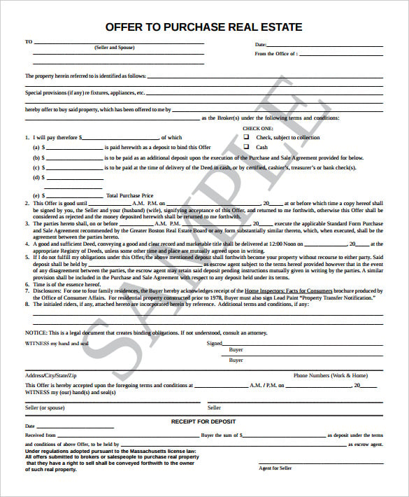 real estate offer letter template pdf format