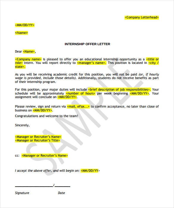 Offer Letter Templates 17 Word PDF Documents Download 