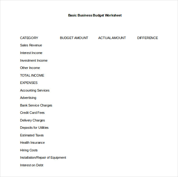 simple business budget template word format