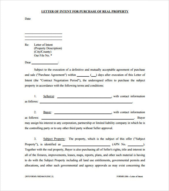 letter of intent to purchase real estate download pdf