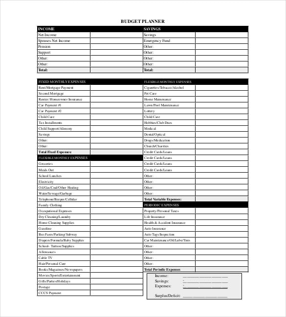 budget planner pdf free download