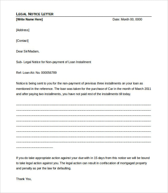 professional legal notice letter template download