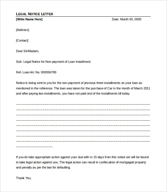 professional legal notice letter template download