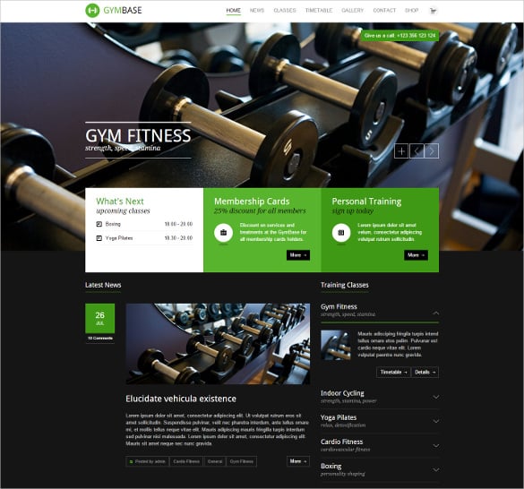 gymbase responsive fitness wordpress template