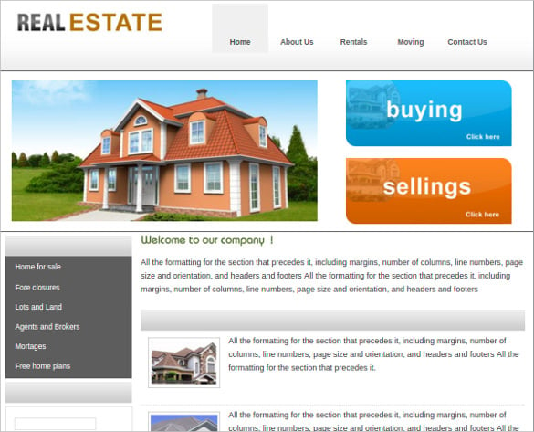 real estate free website template download