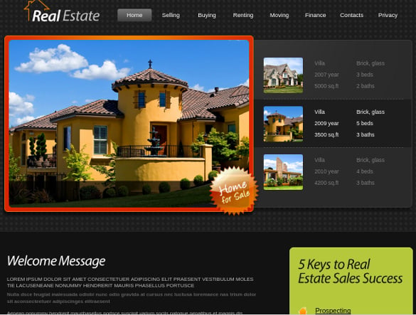 real estate website template for free