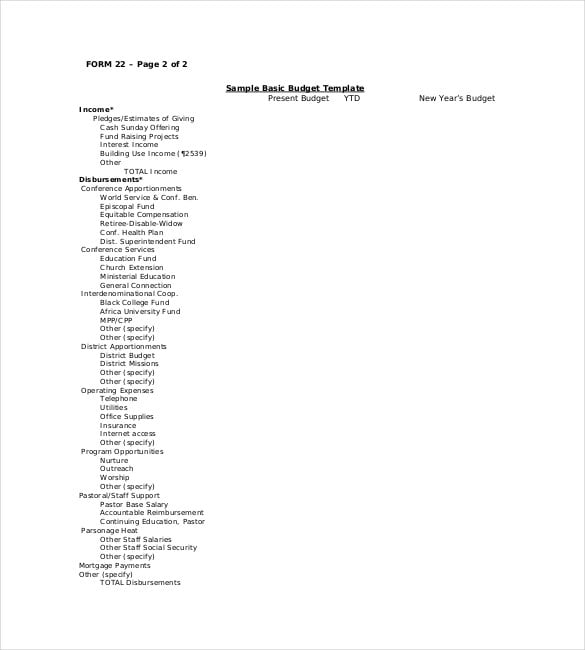 annual church budget template pdf download