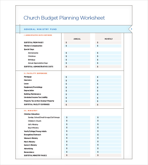 20 Church Budget Templates In MS Word PDF Excel Apple Pages Google Docs