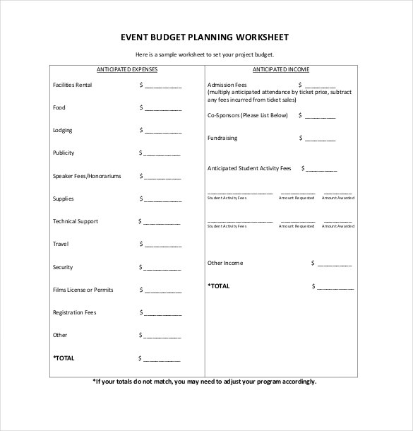 event budget tracker template pdf download