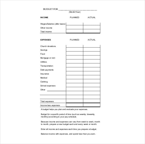 family budget tracker template pdf
