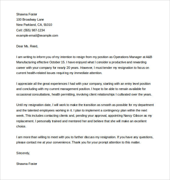 retirement letter of resignation template word format