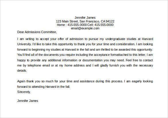 Acceptance Letter Template 31 Free Word PDF Documents Download 