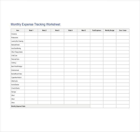 personal expense sheet template pdf format