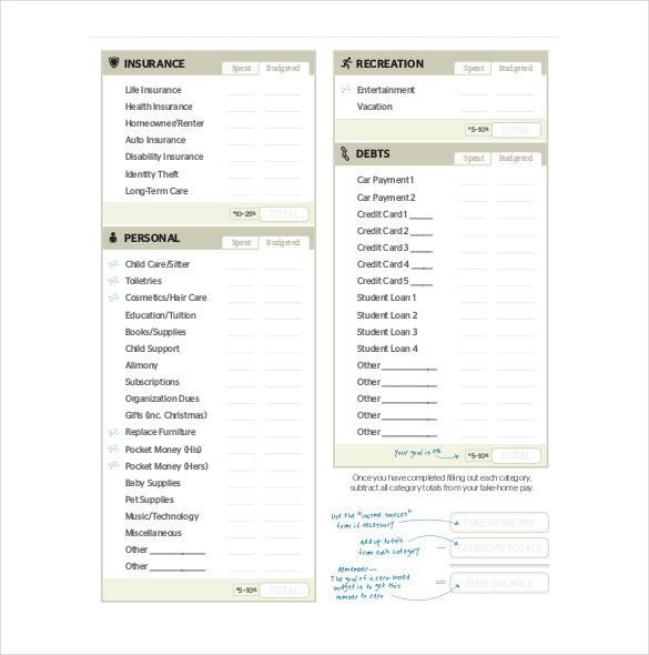 monthly financial budget plan template pdf