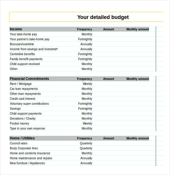 financial budget planner excel