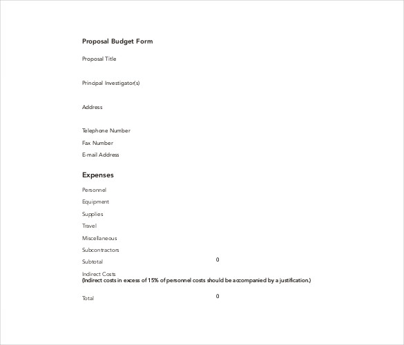 it proposal budget form pdf download