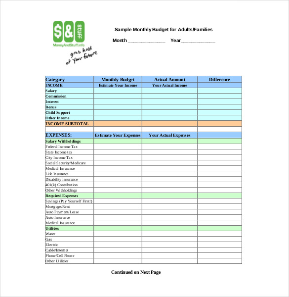 excel monthly budget template online