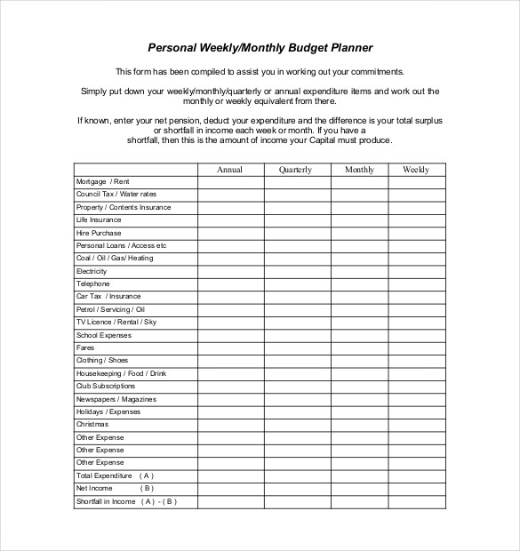 weekly budget planner pdf format