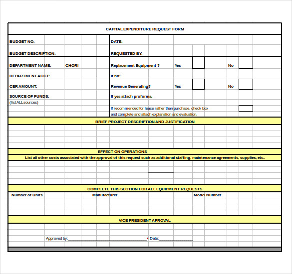 Capital Expenditure Template Excel