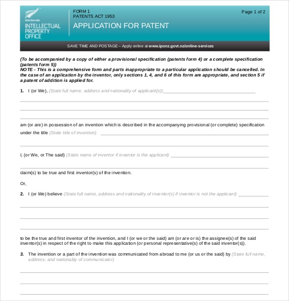 application for patent pdf format free download
