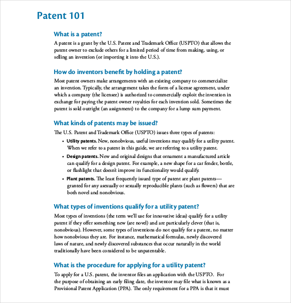 12 Patent Application Templates Free Sample Example Format Download 