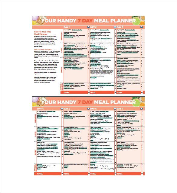 days meal planning pdf template free download