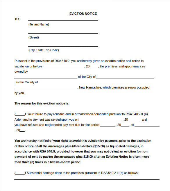 6 eviction letter template doc pdf free premium
