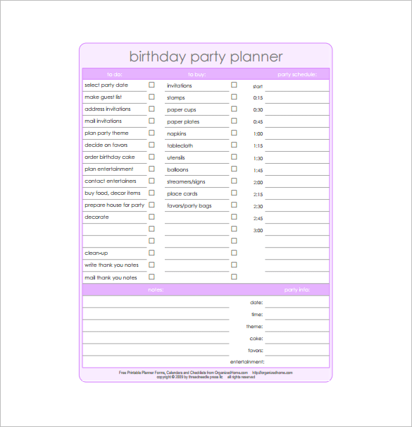 Party Planning Templates - 16 Free Word, PDF Documents Download
