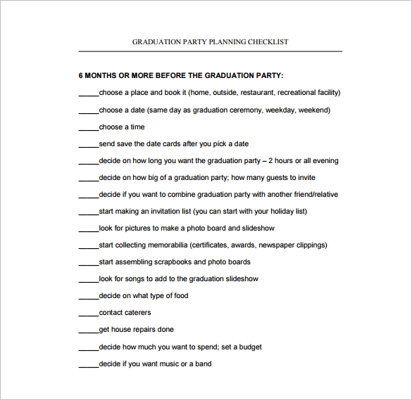 graduation party planning checklist pdf free download