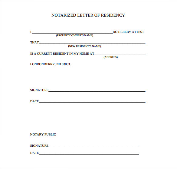 blank notarized letter of residency download