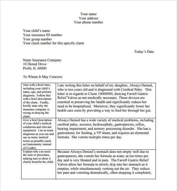 winning insurance appeal letter template pdf download