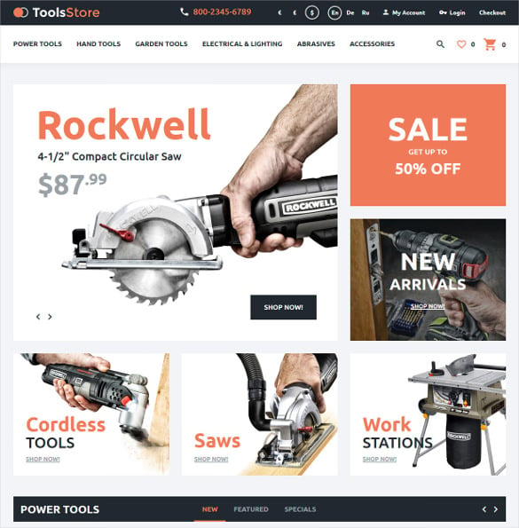 tools store ecommerce opencart template