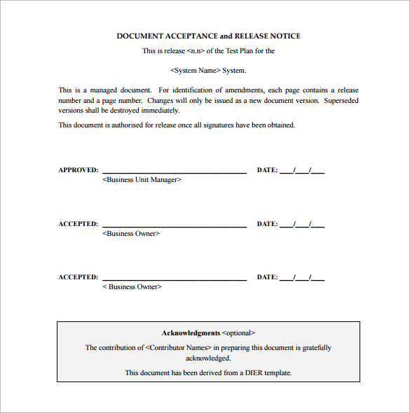 acceptance test plan free pdf template download