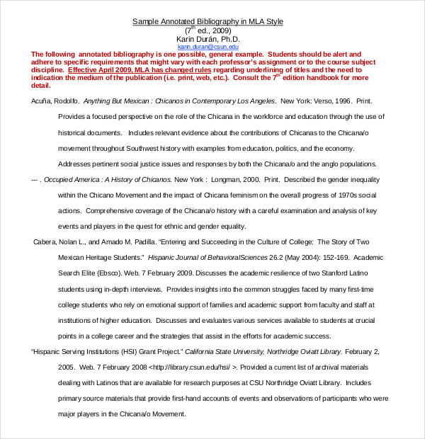 sample annotated bibliography mla 9