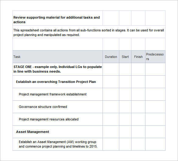 Download free Excel Template Transition Plan managermerchant