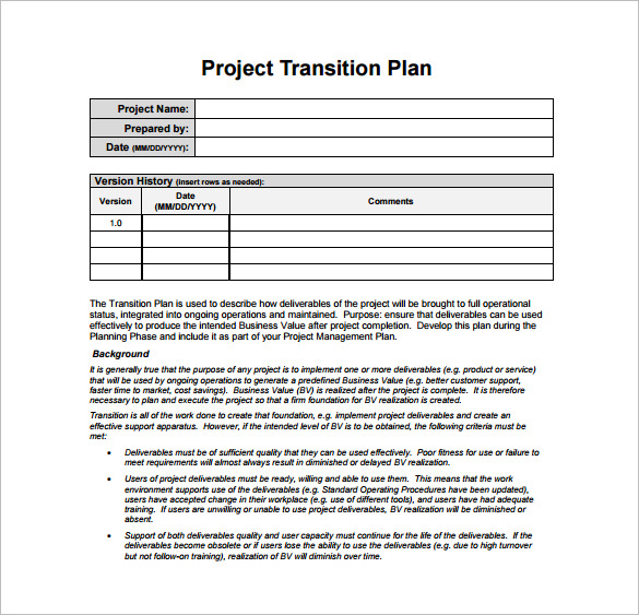 26+ Transition Plan Templates - Free Word, PDF Documents Download!