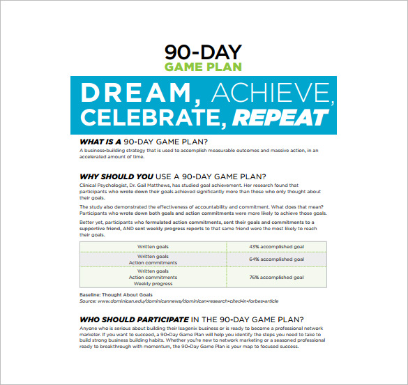 0 days game plan for business free pdf template download