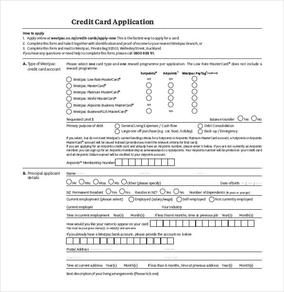 credit card application download