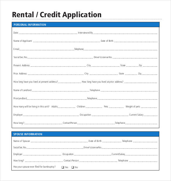 printable rental credit application