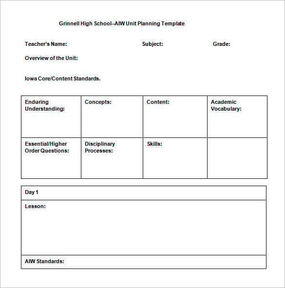 10+ Unit Plan Templates Free Sample, Example, Format Download!