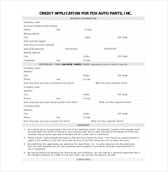Credit Application Template - 35 + Examples in PDF, Word, Google Docs