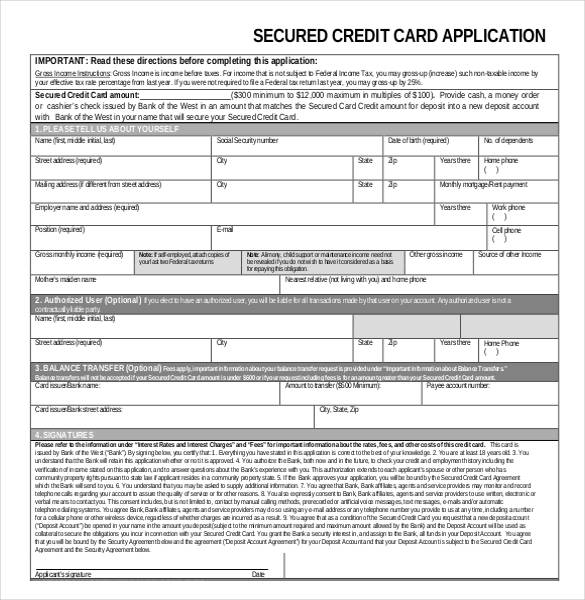 new secured credit card application