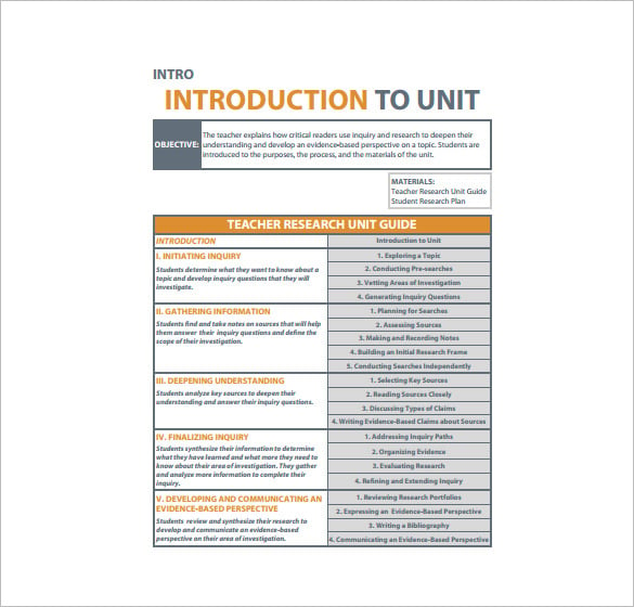 research unit plan template pdf free download