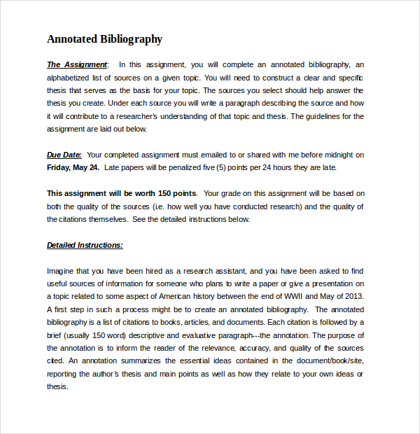 free annotated bibliography papers word format free download