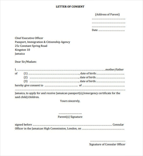 parents consent letter for travel pdf format