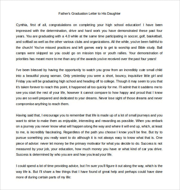 letter from parent to child at graduation word download