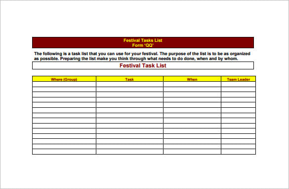 festival event plan free pdf template download
