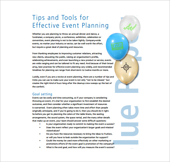 effective event plan free pdf template download