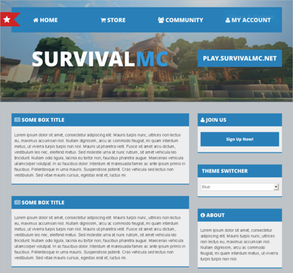 multi purpose minecraft website template