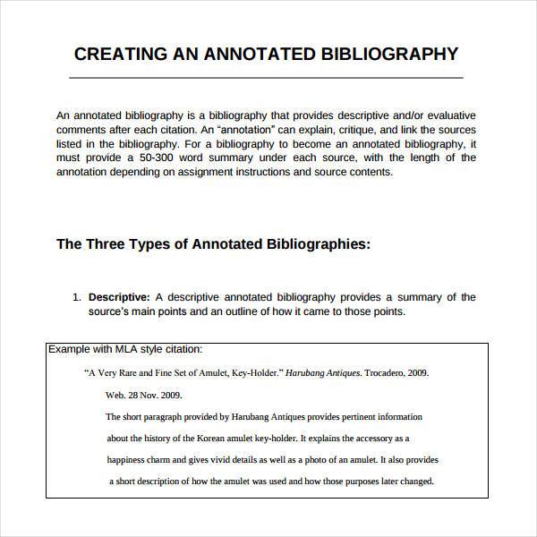 Annotated Bibliography Generator Template 16+ Examples in PDF, Word